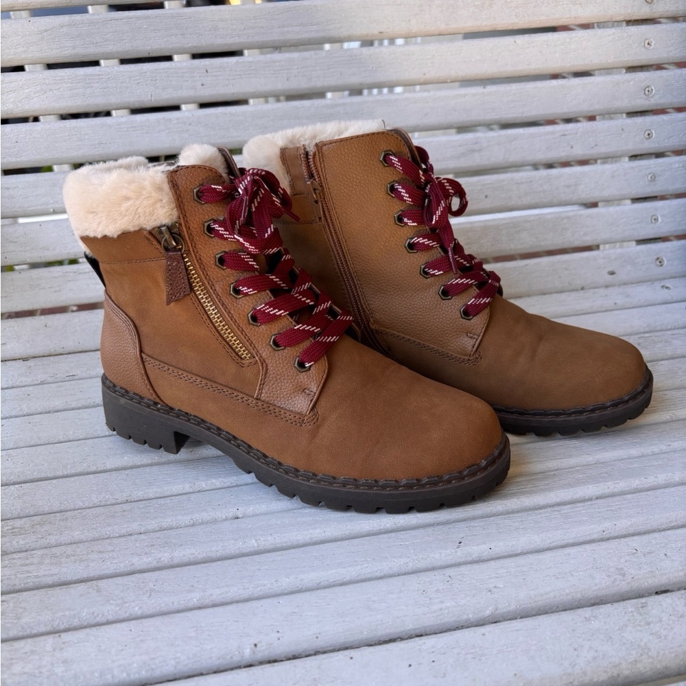 Brown Hiking Faux Fur women's boots Maurice’s sz 8.5 Crush Mountain hiking cute